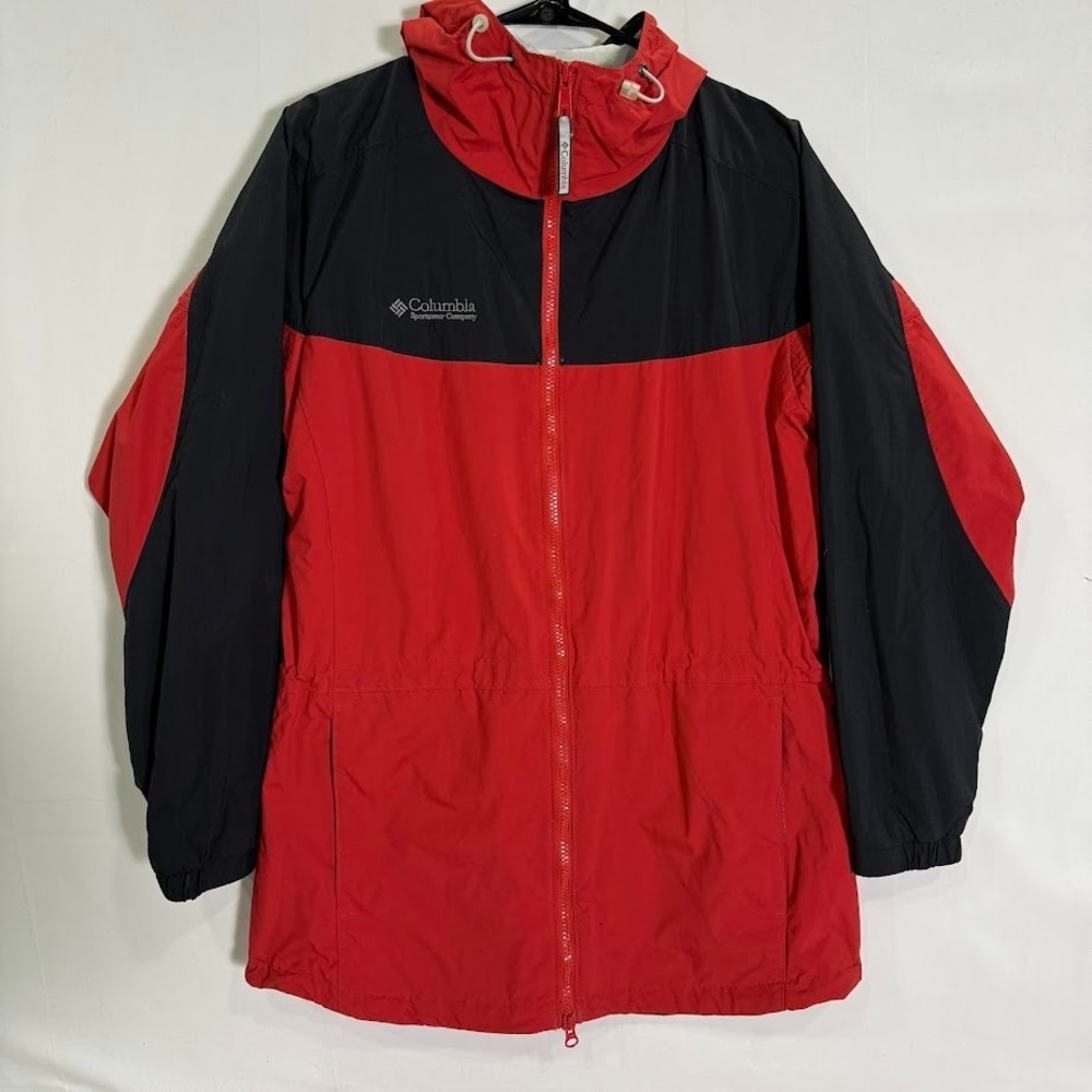 Columbia Sportswear Windbreaker Jacket‎ Women's M Red Black Full Zip Y2K